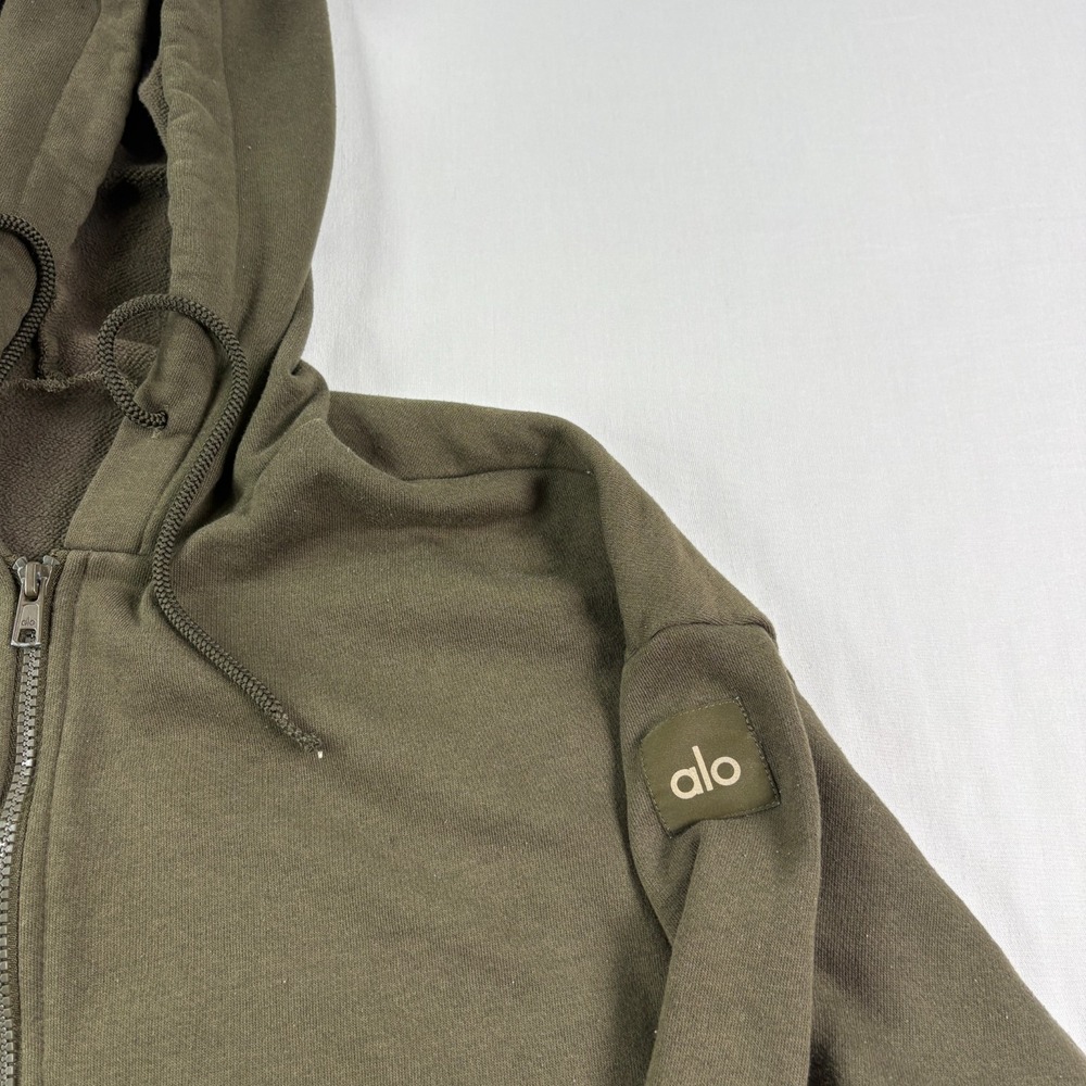 Alo Yoga Hoodie Womens XL Green Full Zip Casual Jacket Athleisure Stretch - Picture 4 of 9